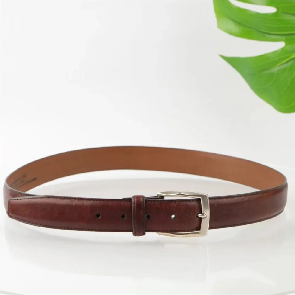 Brighton Mens Leather Belt 40 Brown Handcrafted Italian Calfskin Classic Work